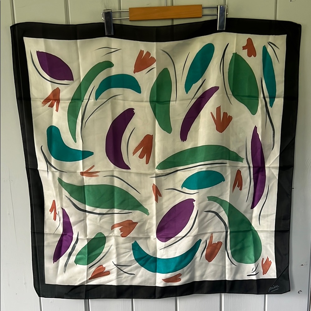 Vintage Pier Hand Painted 100% Silk Scarf Made in Canada 29”x29”